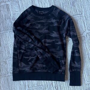 Athleta | Women’s Black Camo Crewneck Sweatshirt, Black and Grey, XS